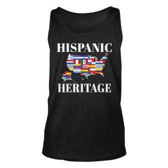 Hispanic Heritage Month All Countries Flag Inspiration Map Tank Top | Mazezy