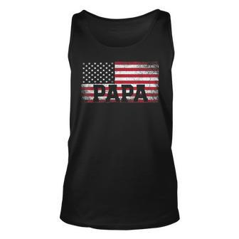 Papa American Flag Fathers Day 4Th Of July Grandpa Unisex Tank Top - Monsterry AU
