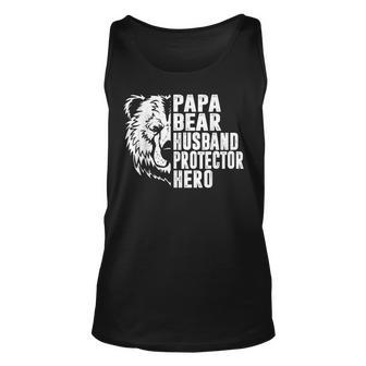 Papa Bear Husband Protector Hero Dad Fathers Day Tank Top | Mazezy