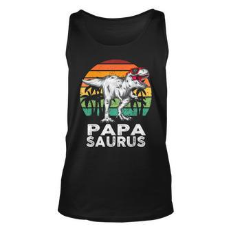 Papa Saurus Fathers Day T-Rex Dinosaur Lovers Funny Unisex Tank Top | Mazezy