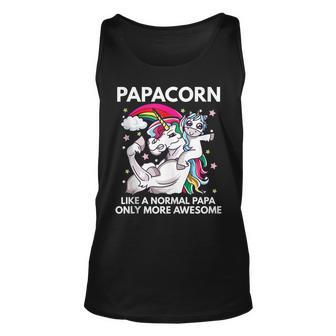 Papacorn Unicorn Dad Like A Normal Papa Only More Awesome Unisex Tank Top - Thegiftio UK