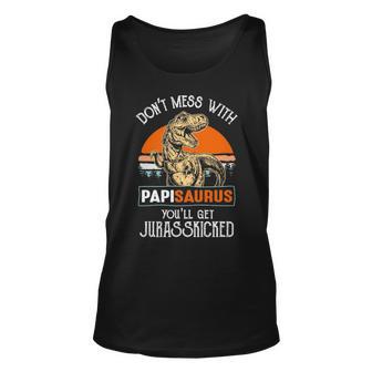 Papi Grandpa Gift Dont Mess With Papisaurus Unisex Tank Top | Seseable UK