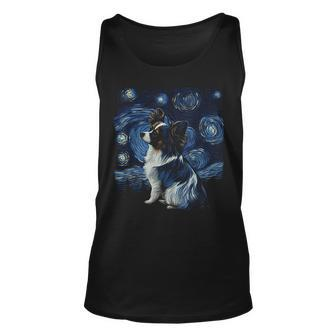 Papillon Dog Starry Night Dogs Lover Gifts Graphic Unisex Tank Top - Thegiftio UK