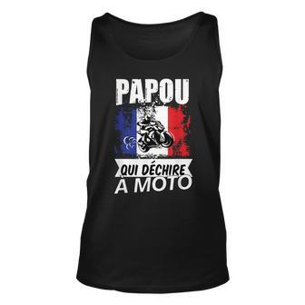 Papou Biker Mens Motorbike Gift Idea For Grandad Unisex Tank Top | Mazezy