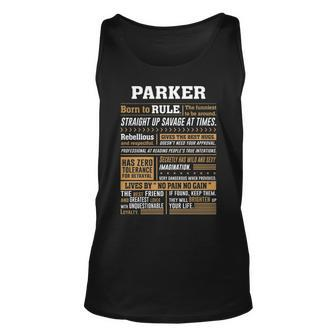 Parker Name Gift Parker Born To Rule Unisex Tank Top - Seseable