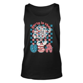 Party In The Usa 4Th Of July Patriotic Disco Ball Retro Unisex Tank Top | Mazezy