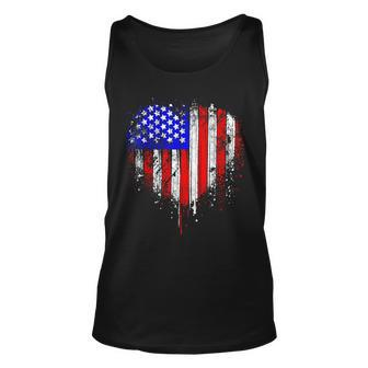 Patriotic American Flag Heart 4Th Of July Vintage Usa Flag Unisex Tank Top | Mazezy