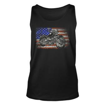 Patriotic American Motorcycle Rider Gift Us Flag Biker Unisex Tank Top | Mazezy