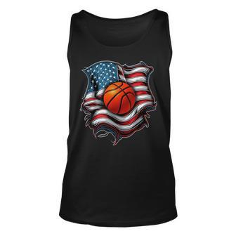 Patriotic Basketball 4Th Of July Men Usa American Flag Boys Unisex Tank Top | Mazezy