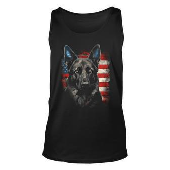 Patriotic Black German Shepherd American Flag Dog Gifts Unisex Tank Top - Seseable