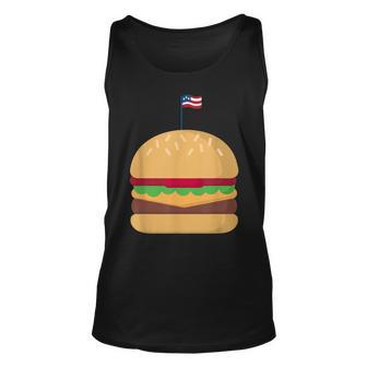 Patriotic Cheese Burger 4Th July Independence Day Unisex Tank Top | Mazezy