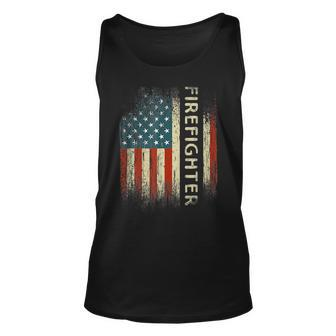 Patriotic Firefighter American Usa Flag Tank Top | Mazezy