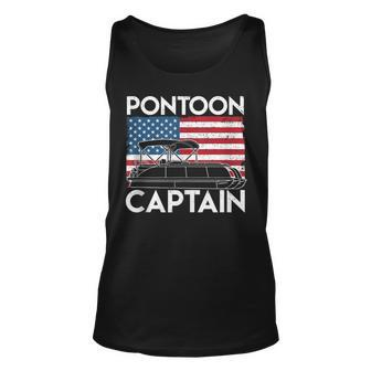 Patriotic Pontoon Captain Us American Flag Funny Boat Owner Unisex Tank Top - Seseable