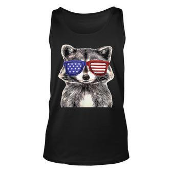 Patriotic Raccoon Wearing Usa Flag Glassess 4Th Of July Unisex Tank Top - Monsterry AU