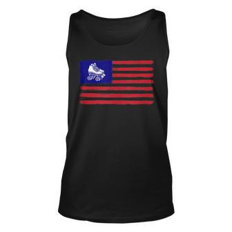 Patriotic Roller Skating American Flag Usa Distressed Patriotic Tank Top | Mazezy