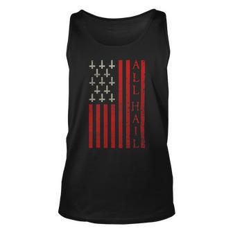 Patriotic Satan American Flag Occult Pentagram Baphomet 666 1 Unisex Tank Top - Monsterry