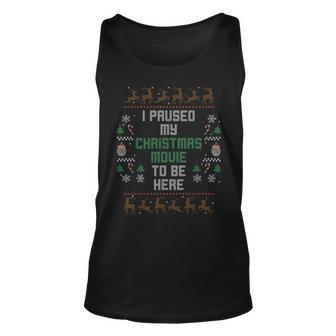 I Paused My Christmas Movie Ugly Xmas Sweater Style Tank Top | Mazezy