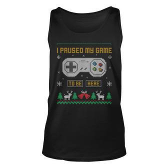 I Paused My Game To Be Here Gaming Ugly Christmas Sweater Tank Top | Mazezy AU