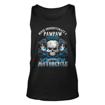 Pawpaw Biker Never Underestimate Motorcycle Skull Unisex Tank Top - Seseable