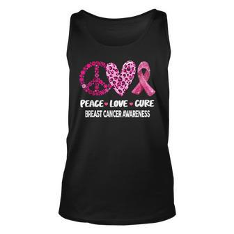 Peace Love Cure Pink Ribbon Breast Cancer Awareness Tank Top - Seseable