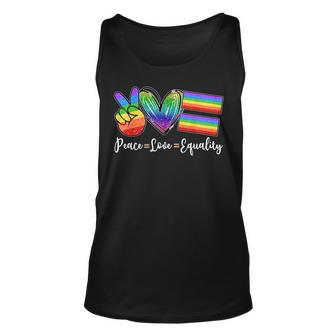 Peace Love Equality Lesbian Gay Lgbt Pride Month Couple Unisex Tank Top | Mazezy