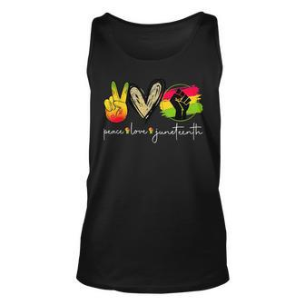 Peace Love Junenth Fist Black Girl Black Queen And King T Unisex Tank Top | Mazezy