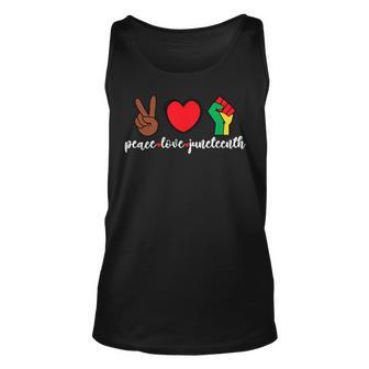 Peace Love Junenth Pride Black Girl Black Queen & King Unisex Tank Top | Mazezy