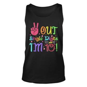Peace Out Single Digits Im 10 Year Old 10Th Birthday Boys Unisex Tank Top | Mazezy