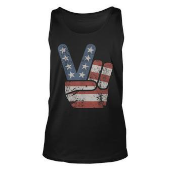 Peace Sign American Flag Vintage Usa Unisex Tank Top - Monsterry AU