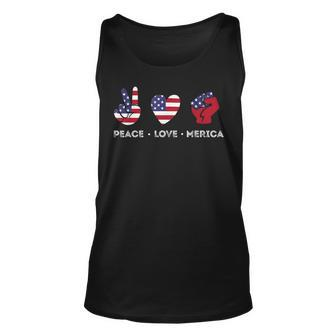 Peace With Love And America Usa Flag 4Th Of July Unisex Tank Top - Monsterry UK