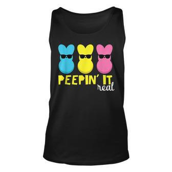 Peepin It Real Bunny Sunglasses Easter Day Egg Hunt IT Tank Top | Mazezy