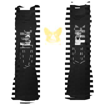 Perfect Corgi In Pocket Lover Funny Meme Gift Unisex Tank Top | Mazezy