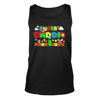 Personalization Super Daddio Funny Video Gaming For Father Unisex Tank Top | Mazezy