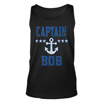 Personalized Boating Vintage Blue Captain Bob Anchor Stars Unisex Tank Top | Mazezy