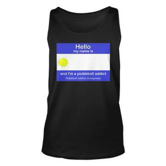 Pickleball Addicts Anonymous Name Tag Unisex Tank Top | Mazezy
