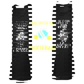 Pickleball Stay Out Of The Kitchen Funny Gift Unisex Tank Top | Mazezy