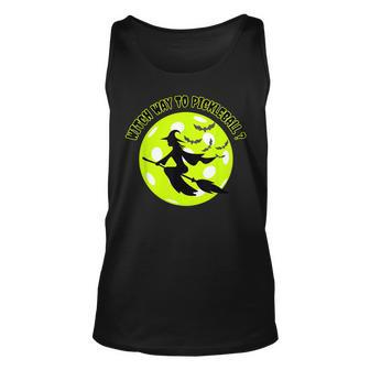 Pickleball Witch On Broom Pickleball Players Halloween Tank Top | Mazezy
