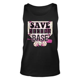 Pink Baseball Breast Cancer Awareness Save Second 2Nd Base Tank Top | Mazezy CA