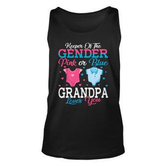 Pink Or Blue Grandpa Keeper Of The Gender Grandpa Loves You Tank Top | Mazezy