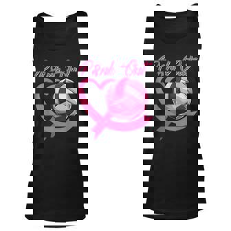 Pink Out Breast Cancer Pink Ribbon Heart & Volleyball Ball Tank Top - Monsterry