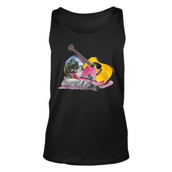 Pink Cowgirl Cowboy Hat Disco Ball Boots Guitar Guitar Tank Top | Mazezy