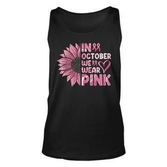 Pink Ribbon Witch Halloween Breast Cancer In October We Wear Tank Top - Seseable
