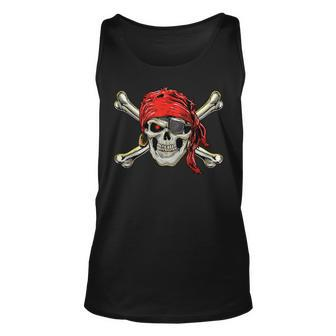 Pirate Costume Skull And Crossbones Jolly Roger Pirate Unisex Tank Top - Seseable