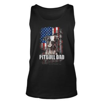 Pitbull Dad Men Proud American Flag Pull Dog Unisex Tank Top | Mazezy
