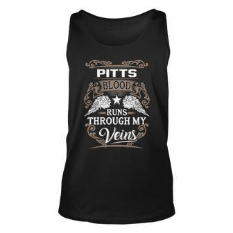 Pitts Name Gift Pitts Blood Runs Throuh My Veins Unisex Tank Top - Seseable