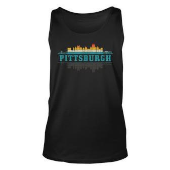 Pittsburgh Skyline Pennsylvania Vintage Pride Retro Unisex Tank Top | Mazezy AU