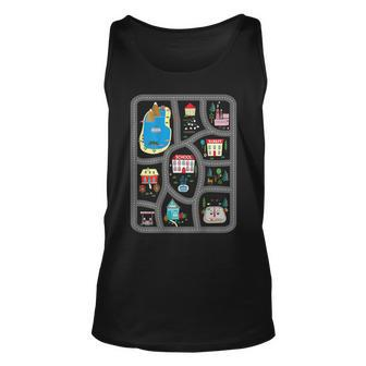 Play Cars On Dads Back Mat Road Car Race Track Cars Tank Top | Mazezy