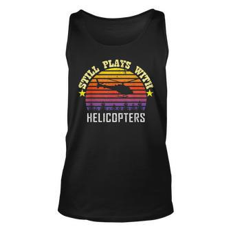 Still Plays With Helicopters Vintage Pilot Pilot Tank Top | Mazezy UK