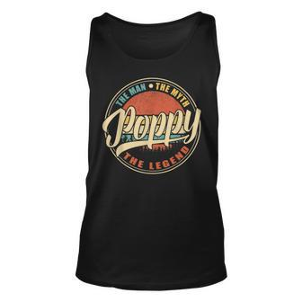 Poppy The Man The Myth The Legend Vintage Retro Fathers Day Tank Top | Mazezy
