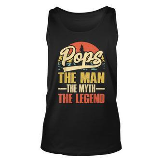 Pops Grandpa Dad Birthday Fathers Day Funny Men Legend Unisex Tank Top - Seseable